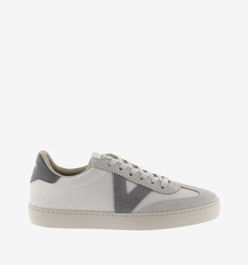 leather and suede trainer with grey detailing