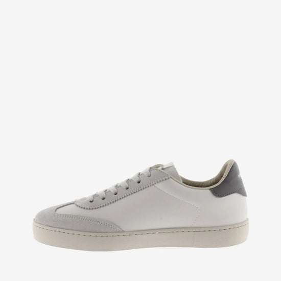 leather and suede trainer with grey details