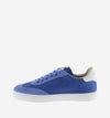 Nylon and suede blue trainers with a white sole and V on the side