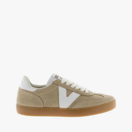beige suede trainers with white v 