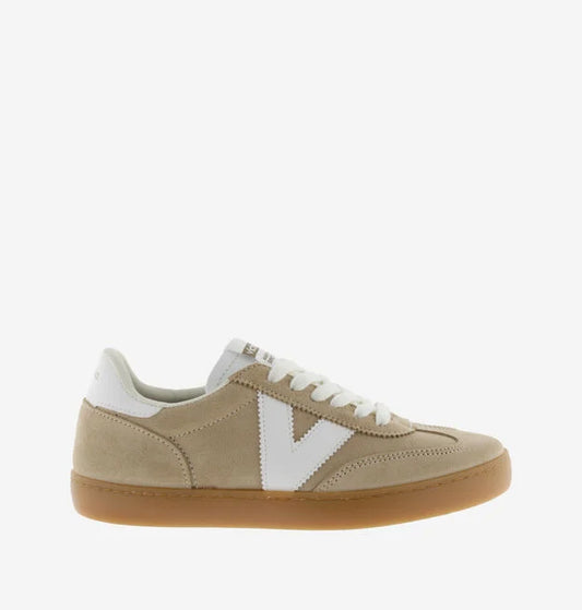 beige suede trainers with white v 