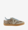 animal print trainers with blue laces 