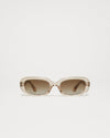 Ecru acetate soft edged rectangular sunglasses with a brown lense