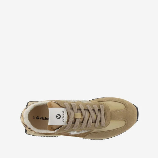 camel coloured trainers with metallic v and animal print rear birds eye view 