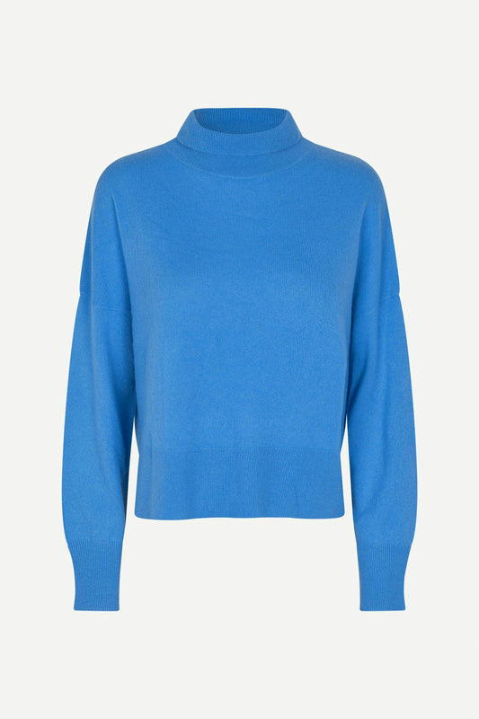 blue turtleneck cashmere jumper 