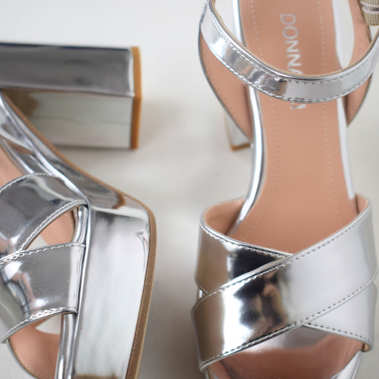 Silver heeled sandals