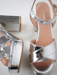 Silver heeled sandals
