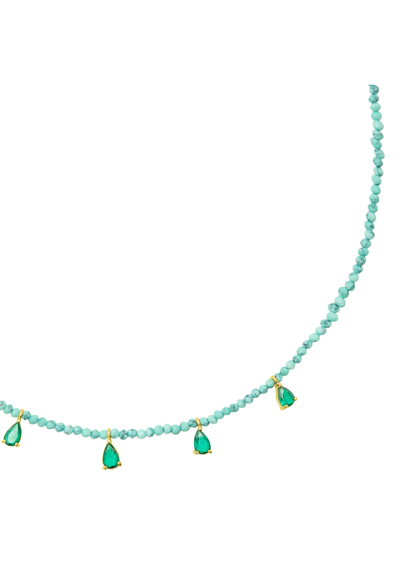 turquoise beaded choker necklace with charms close up
