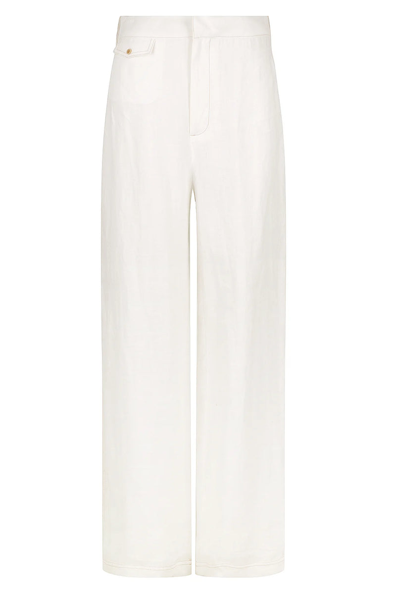 Cream wide leg linen trousers 