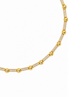 Gold Barrel Beaded Choker with CZ
