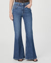 Medium blue high waist jeans with flared bottom front view