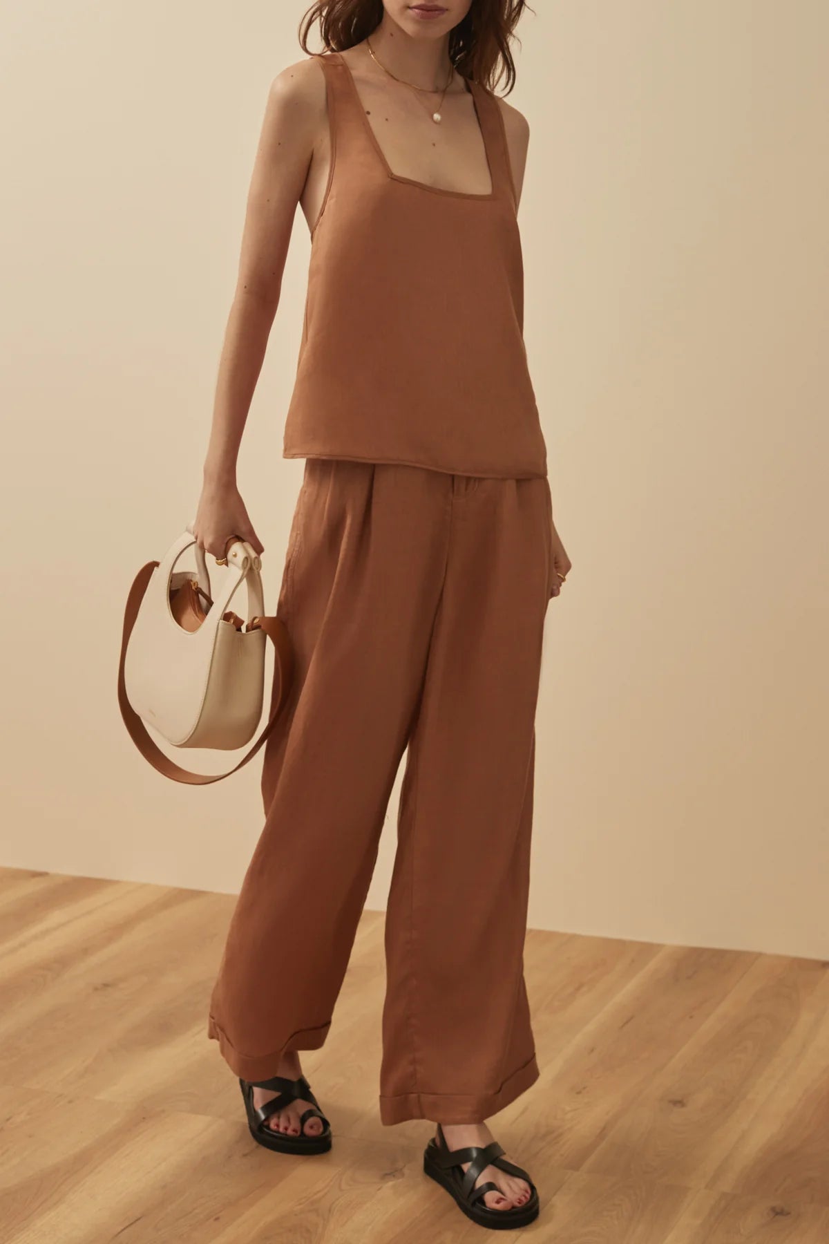 Brown wide leg trousers