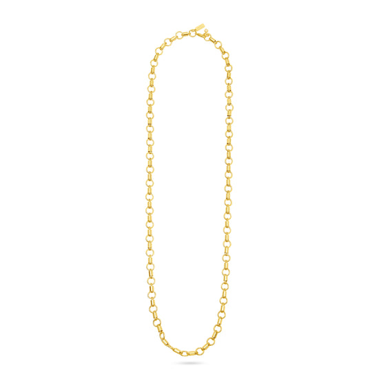 long open link chain necklace in gold