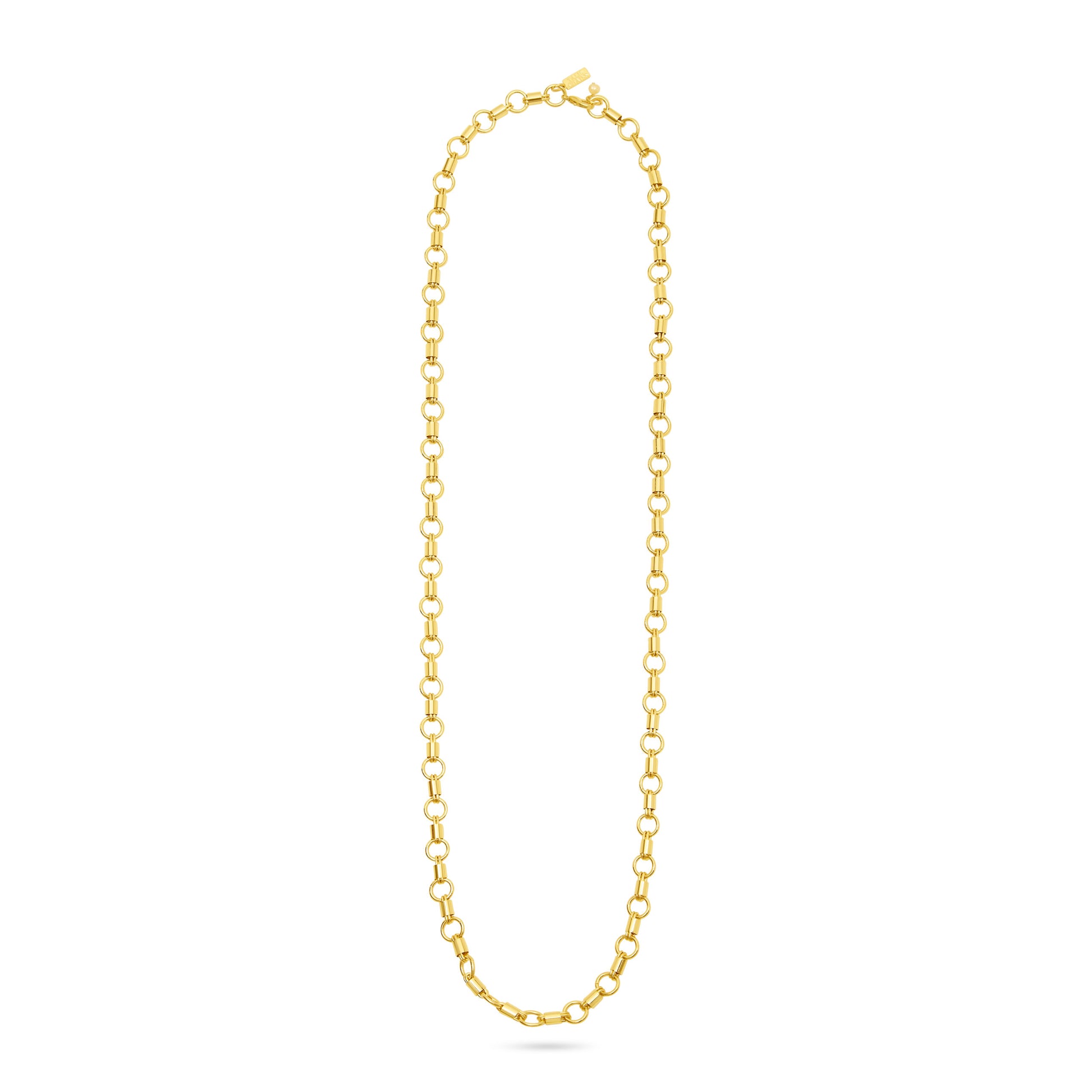 long open link chain necklace in gold