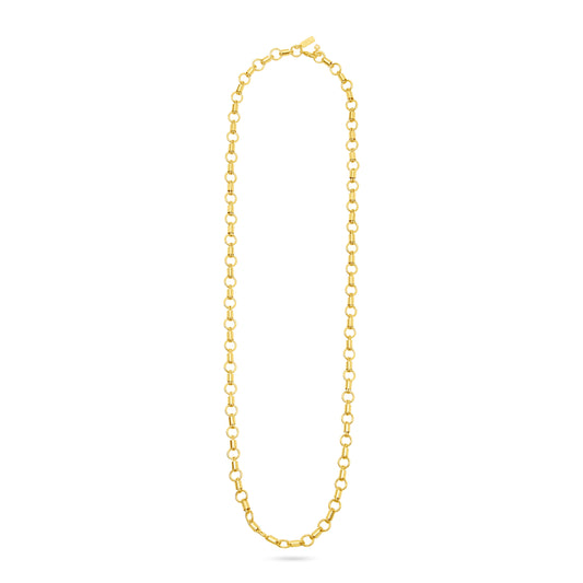 long open link chain necklace in gold
