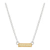 Necklace with a gold bar pendant on a white background