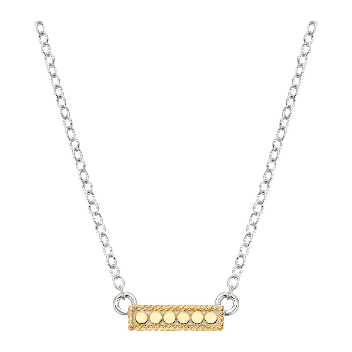 Necklace with a gold bar pendant on a white background
