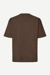 Brown Samsoe Samsoe t-shirt on a white background rear view