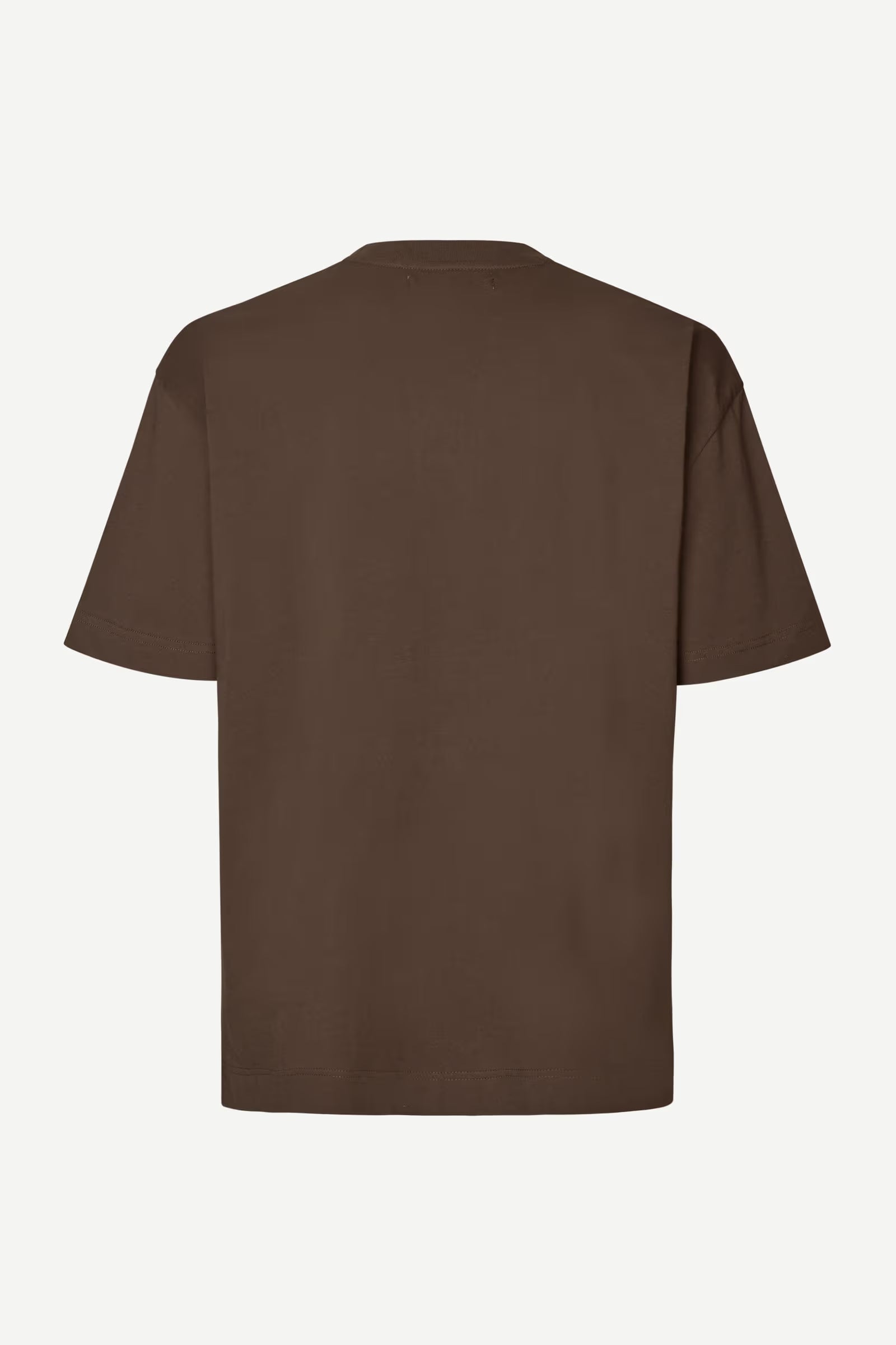 Brown Samsoe Samsoe t-shirt on a white background rear view