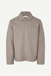 light grey/beige wool mens zip jacket with chest pocket and point collar