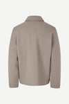 light grey/beige wool mens zip jacket with chest pocket and point collar rear view