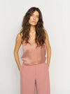 MMAstrid Silk V-Neck Top Peachy