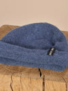 Ribbed denim blue woollen hat