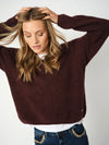 deep bordeaux v neck jumper from mos mosh model shot