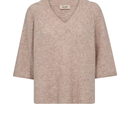 Beige sweater with a V-neck on a white background