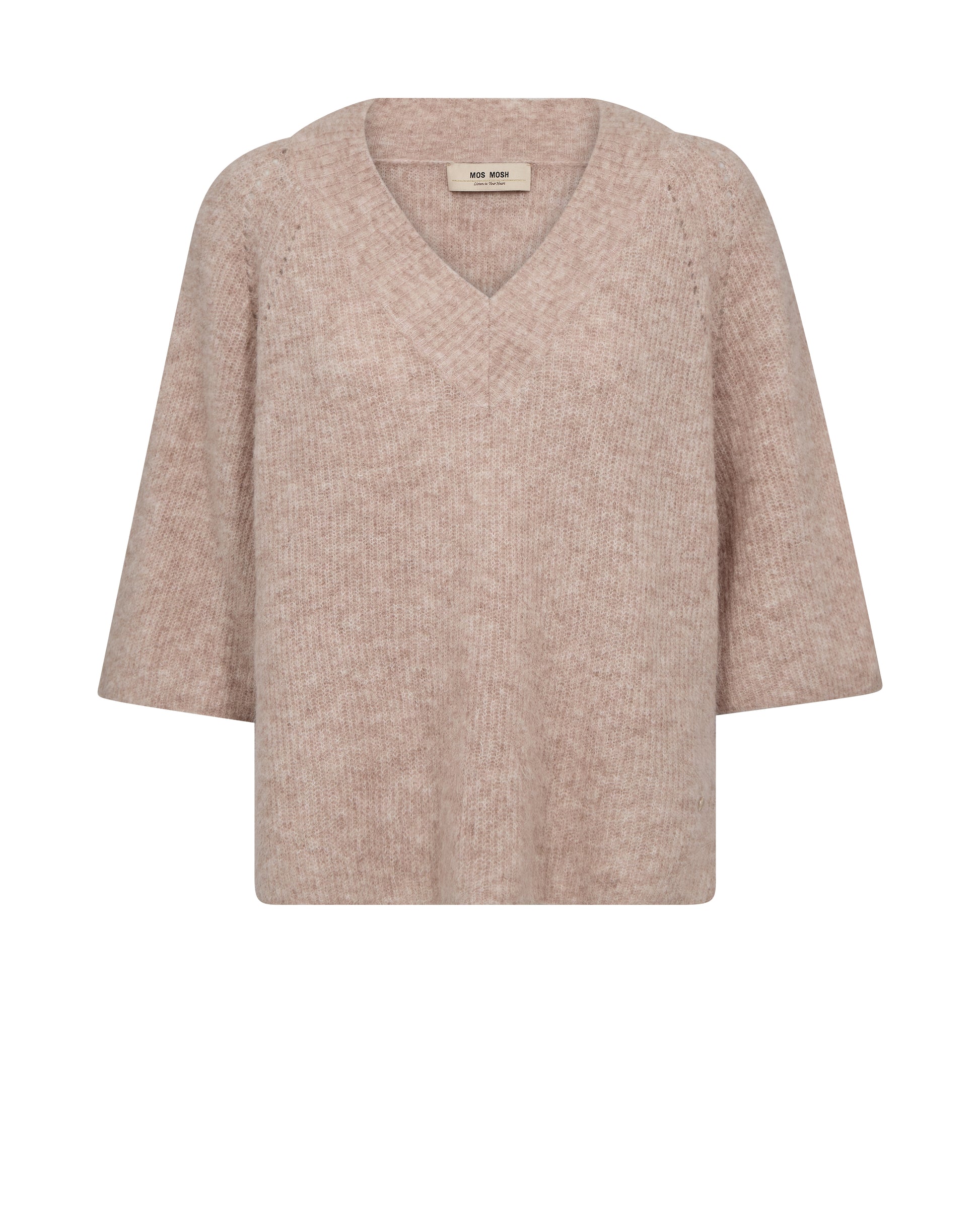 Beige sweater with a V-neck on a white background