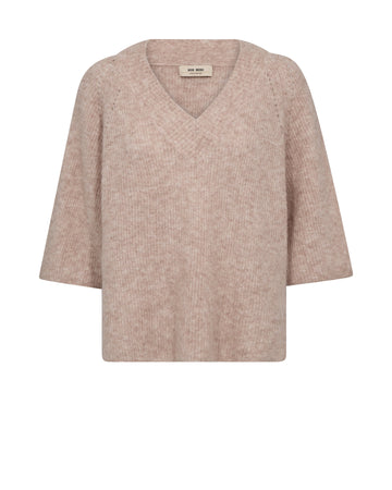 Beige sweater with a V-neck on a white background