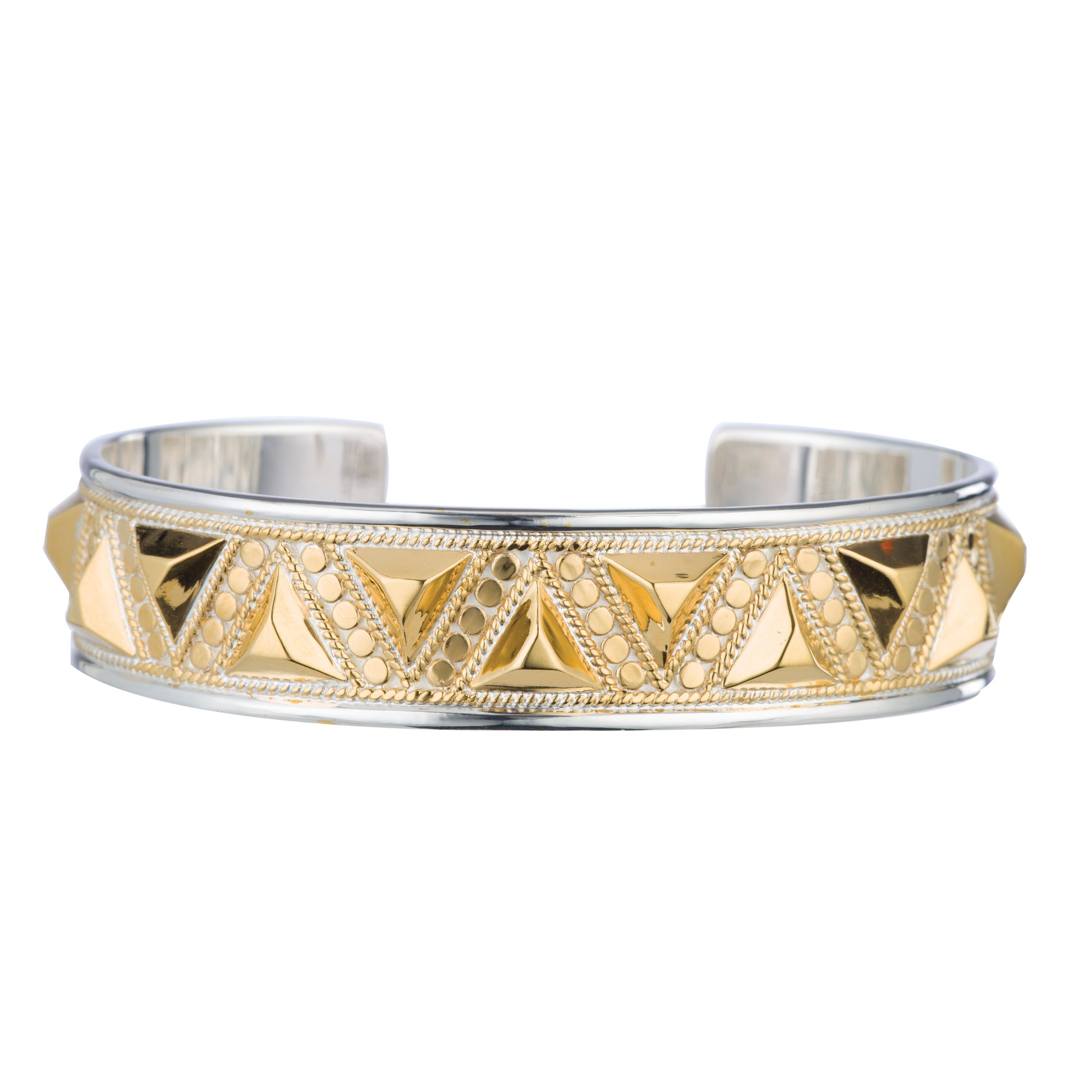 Mixed metal cuff in sterling silver with gold detail