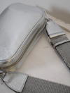 Small leather silver cross body bag 