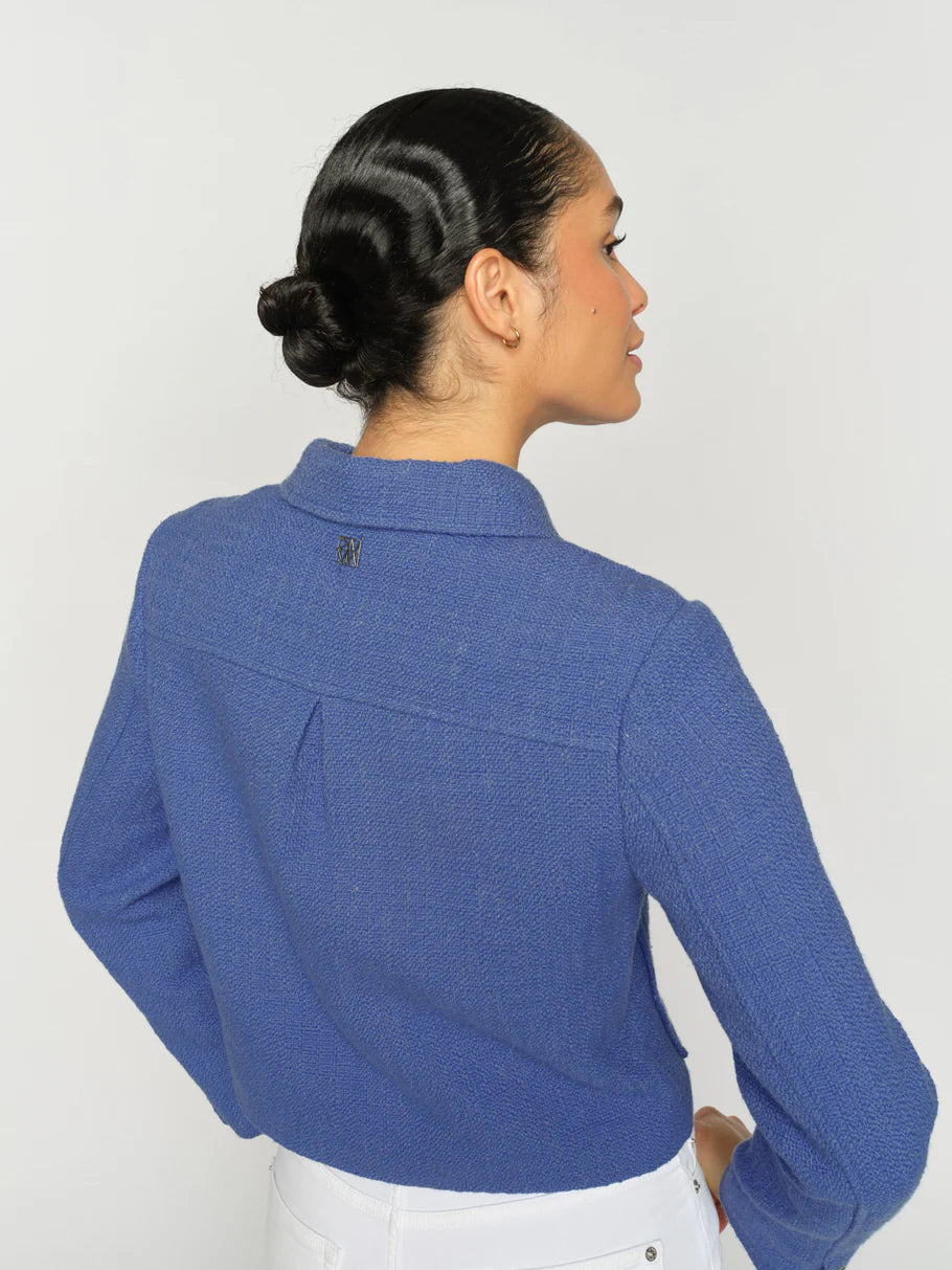 blue jacket with gold buttons and 2 pockets  rear