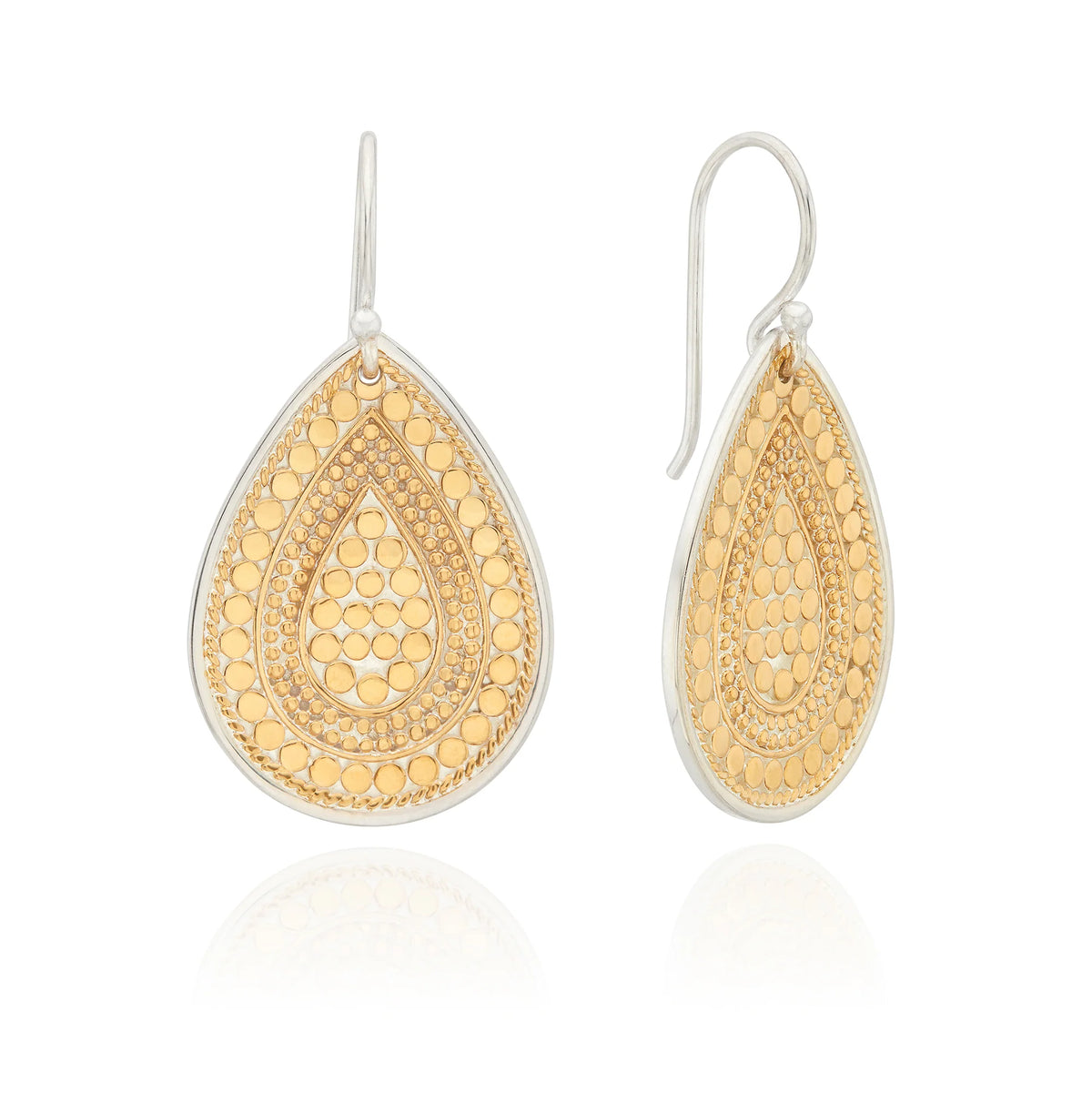 Gold dot teardrop earrings with silver hook 