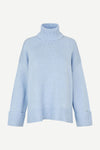 turtleneck heavy knit jumper with ribbed edging and a light blue hue from samsoe samsoe