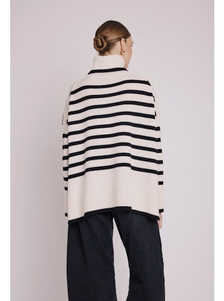 Black and off white stripe knit rear view