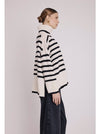 Black and off white stripe knit side view