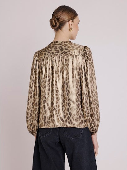 Long sleeved leopard print shirt rear view