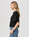 black short flutter sleeve t-shirt side view