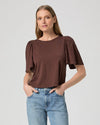 chocolate brown flutter short sleeve t-shirt
