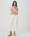 white wide leg jeans with a wide cuff
