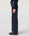navy blue leather look lux coating wide leg jeans from paige side view