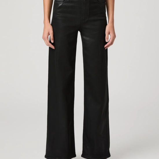 Black wax look wide leg jeans
