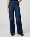 dark blue wide leg jeans with 5 pocket design
