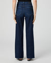 dark blue wide leg jeans with 5 pocket design rear view 