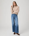 mid blue wide leg jeans from paige model shot
