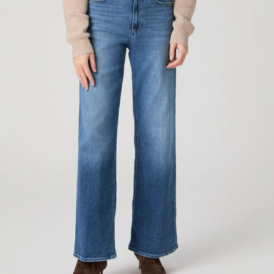 mid blue wide leg jeans from paige