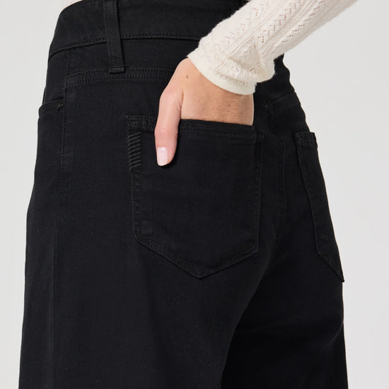 close up of black jeans pocket detail