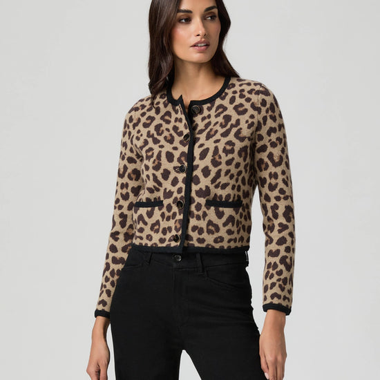 Leopard print knit cardigan from Paige
